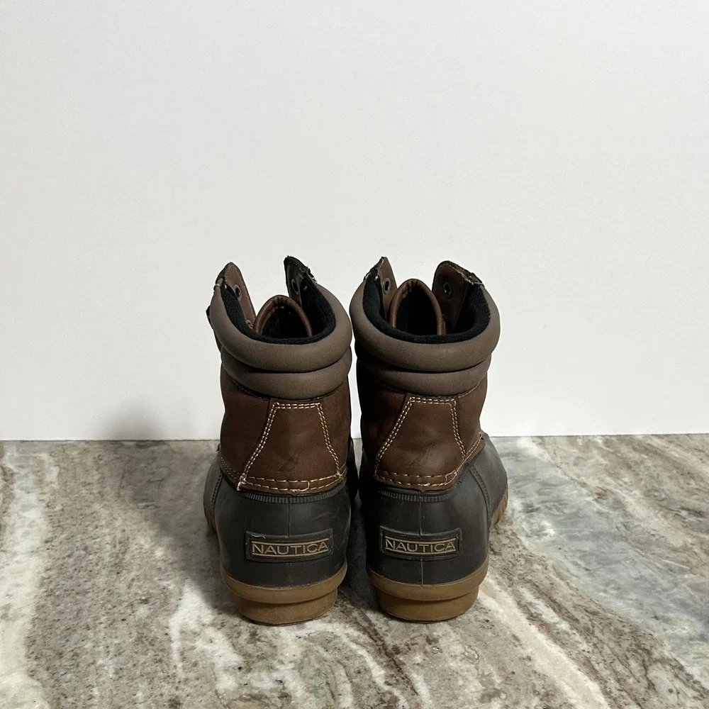 Nautica Channing Boys Brown Duck Boots Casual Rain Boots Size 4